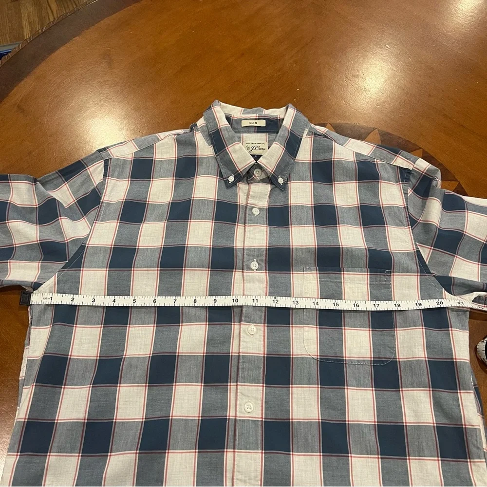 J. Crew Men’s Cotton Plaid Long-Sleeve Slim‎ Fit Button Down Shirt Large Preppy